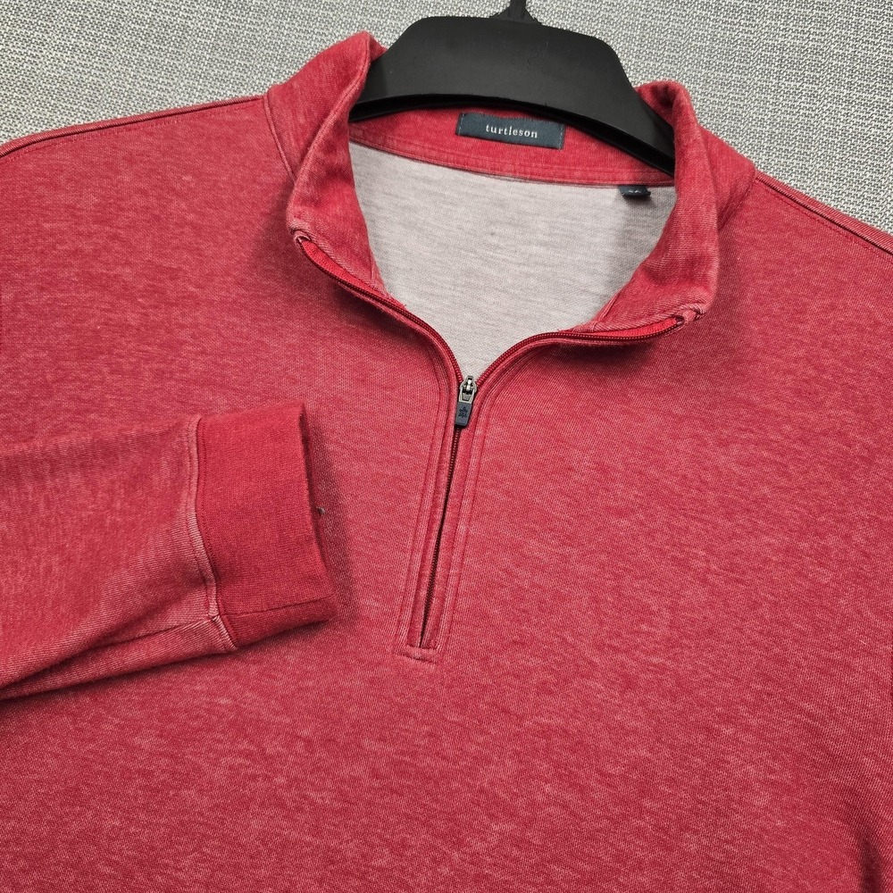 Turtleson Sweater Mens Medium Red 1/4 Zip Mock Neck Knit Pullover Casual‎